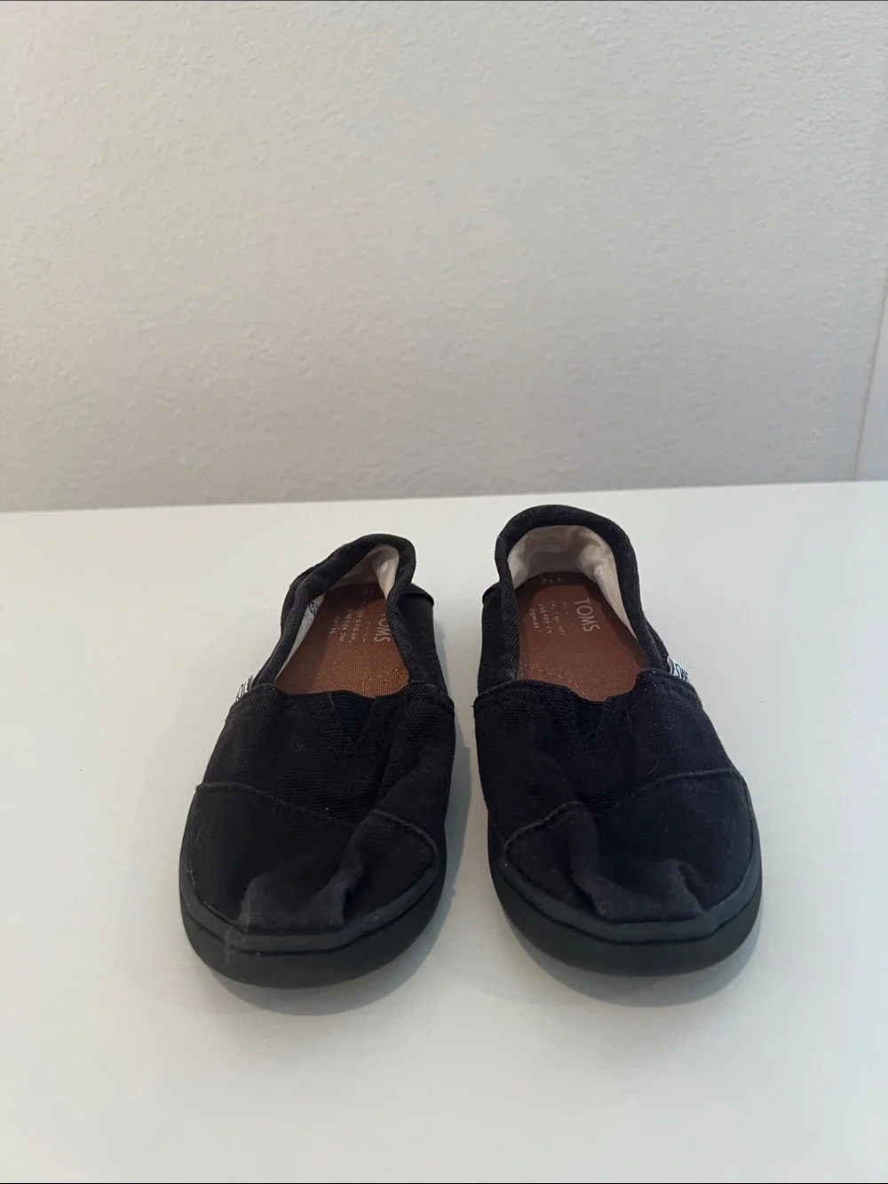 Toms Kids Black Canvas Slip-On Moccasins